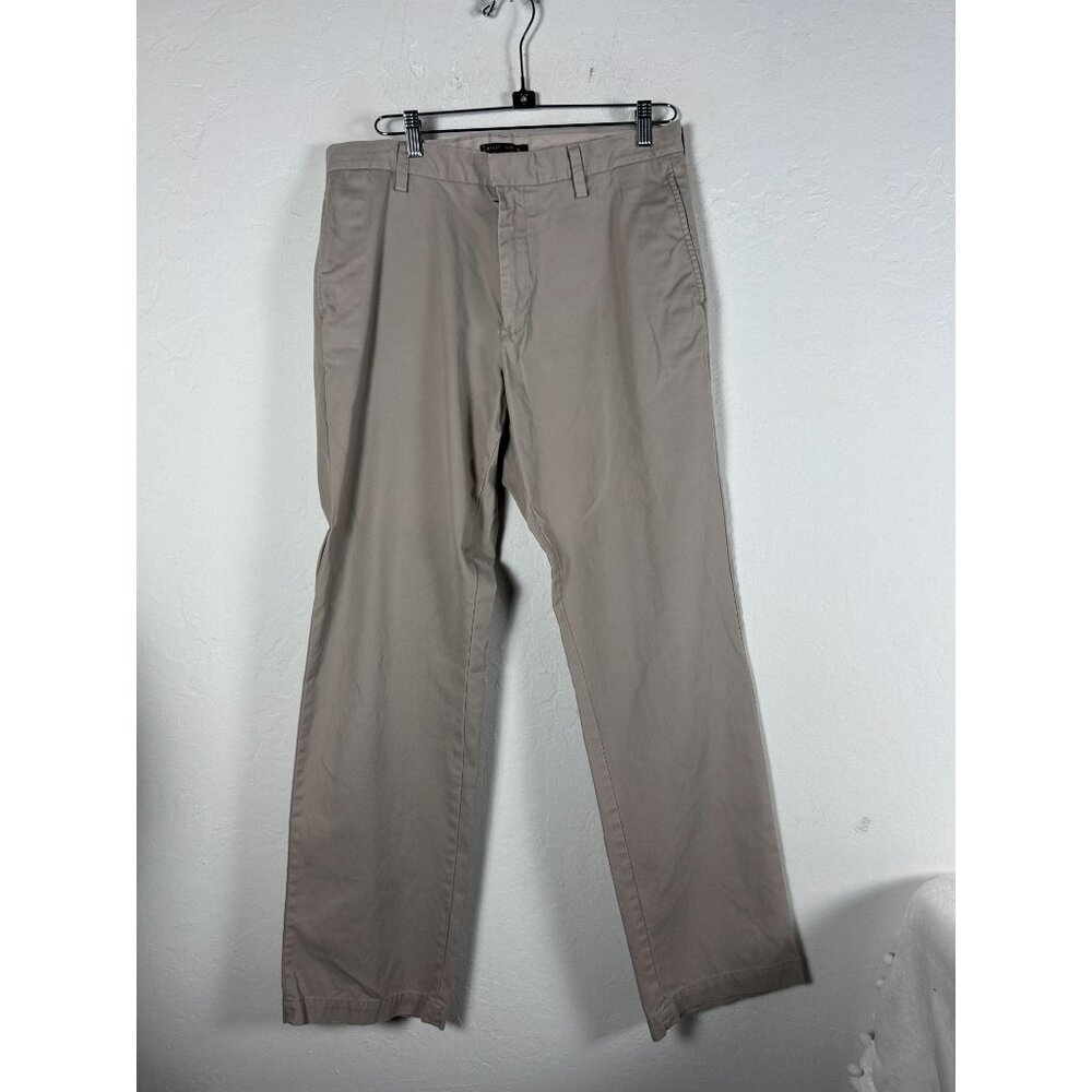 Banana Republic Men Gavin Chino Pants 33x32 Beige Cotton Flat-Front Straight Leg